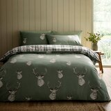 Catherine Lansfield Zelena podaljšana posteljnina za zakonsko posteljo 230x220 cm Stag Check – | Shoptok.si