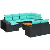  Vrtna garnitura - 11-dijelni set vrtnih sofa od poliratana s jastucima crni - Crna s drvenim stolom 6 | shoptok.hr