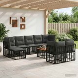  Set vanjskih sofa 10 kom. Crna i tamno siva Poliester | shoptok.hr