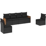 6-dijelni set vrtnih sofa s jastucima crni od poliratana Crna 59 x 62 x 69 cm | shoptok.hr