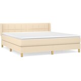 vidaXL Box spring postelja z vzmetnico krem 180x200 cm blago, (20892792) | Shoptok.si