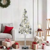 vidaXL Božično drevo med 150 LED z stojalom Bela 120 cm PE in jeklo | Shoptok.si