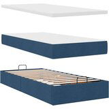 vidaXL Otomanski posteljni okvir z vzmetnico moder 90x190 cm blago, (21610557) | Shoptok.si