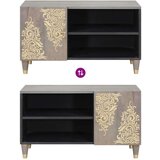 vidaXL TV ormar Siva i zlatna 80 x 31.5 x 46 cm Čvrsto drvo manga | shoptok.hr