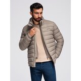 Ombre Men's lightweight jacket of combined materials with hood and decorative quilting - black | shoptok.hr