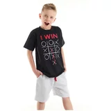 Mushi I Win Boys Kids Black T-shirt Gray Shorts Set