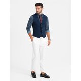 Ombre Men's vest without lapels in delicate check - navy blue | shoptok.hr