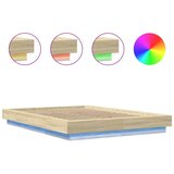  Okvir za krevet s LED svjetlima boja hrasta 120 x 200 cm drveni | shoptok.hr