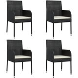  5-dijelni vrtni blagovaonski set s jastucima od poliratana crni Crna Dužina stola 80 cm | Shoptok.si