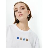 Koton Short Sleeve T-Shirt Crew Neck Embroidered Cotton Cene
