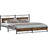 Metalni Kovinski posteljni okvir brez vzmetnice dimljen hrast 200x200cm, (21792961) | Shoptok.si