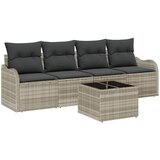 vidaXL 5-dijelni vrtni sofa set s jastučićima svjetlosiva poli ratan, 2-sjedala vrtni sofa s prostorom za pohranu i jastučićima svjetlosiva poli ratan Cijene
