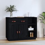 The Living Store Komoda črna 98,5x40x75 cm trdna borovina - Komoda, (21661819) Cene