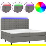Maison Chic Box spring postelja - Vzmetna postelja z vzmetnico LED temno siva 200x200 cm blago SL3369, (21905388) | Shoptok.si
