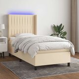  Box spring postelja z vzmetnico LED krem 100x200 cm blago, (20900511) Cene