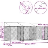  Kavez za psa s krovom Srebrno 600 x 200 x 256 cm Čelik i PE | shoptok.hr