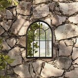  Vrtno ogledalo crno 60 x 45 cm željezno za vanjsku upotrebu | shoptok.hr