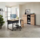 Voleo pisalna miza leseni material, kovina hrast artisan, barve grafita | Shoptok.si