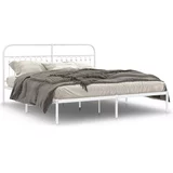 vidaXL Kovinski posteljni okvir z vzglavjem bel 183x203 cm