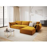 Mazzini Sofas Gorčično rumena žametna kotna sedežna garnitura z ležalnikom (desni kot) Vanda – | Shoptok.si