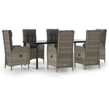 7-dijelni vrtni blagovaonski set crno-sivi od poliratana | Eponuda.com