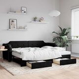  The Living Store Izvlečna dnevna postelja s predali črna 90x190 cm blago - Izvlečna Dnevna Postelja, (21441359) | Shoptok.si
