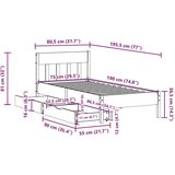 vidaXL Okvir kreveta bez madraca voštano smeđi 75 x 190 cm od borovine | shoptok.hr