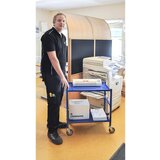 Kongamek transportni voziček z 2 policama, 4 vrtljiva kolesa, od tega 2 z zavoro, modre barve | Shoptok.si