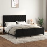 The Living Store Posteljni okvir z vzglavjem črn 160x200 cm žamet - Posteljni Okvir Z Vzglavjem, (21493186) | Shoptok.si