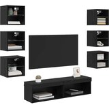 TV ormar S LED lampica s ladicama Zidne 8 pcs Crni hrast Stakl | Eponuda.ba
