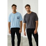 Trendyol muška majica Tmnss25Ts00212, Antracit-Plava / Siva Cene