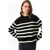 Lafaba Women's Black Oversize Striped Knitwear Sweater Cene