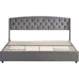 Lumor Oblazinjena postelja 180x200 cm iz žameta – s 4 predali – siva, (22150971) | Shoptok.si