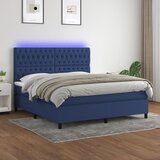The Living Store Box spring postelja z vzmetnico LED modra 160x200 cm blago - Box Spring Postelja, (21518443) | Shoptok.si