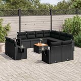  12-dijelni set vrtnih sofa od poliratana s jastucima crni | shoptok.hr