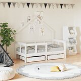 Maison Chic Otroška postelja - Otroški ležaj - Otroški posteljni okvir s predali bel 70x140 cm trdna borovina, (21698375) | Shoptok.si