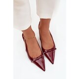 Boto Patent leather pumps with heel with bow burgundy Olvena | shoptok.hr
