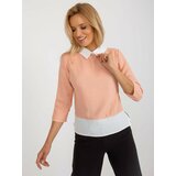 Fashion Hunters Peach formal blouse with tie Cene