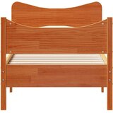  Posteljni okvir z vzglavjem voščeno rjava 100x200 cm borovina | Shoptok.si