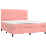  box spring s madracem LED ružičasti 160x200cm baršunasti | shoptok.hr