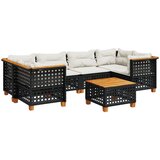  7-dijelni set vrtnih sofa od poliratana s jastucima crni Crna 55 x 55 x 36 cm | shoptok.hr