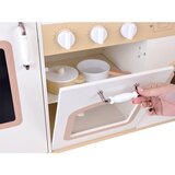 Kinder Home Dječja drvena kuhinja – vintage model s elektroničkim pločama, svjetlima, zvukovima i sudoperom s tekućom vodom, 91 × 31 × 90 cm | shoptok.hr