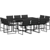  11dijelni vrtni blagovaonski set s jastucima crni od tekstilena | shoptok.hr
