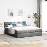 vidaXL Otomanski posteljni okvir z vzmetnicami siv 160x200 cm blago | Shoptok.si