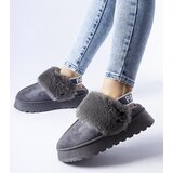 Gemre Grey insulated slippers with elastic band and fur Sangro | Shoptok.si
