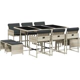  11-dijelni vrtni blagovaonski set s jastucima svijetlosivi | Eponuda.com