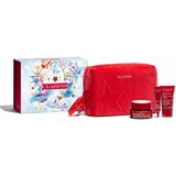 Clarins Super Restorative Collection set: dnevna krema za obraz Super Restorative Day Cream 50 ml + nočna krema za obraz Super Restorative Night Cream 15 ml + krema za okoli oči Total Eye Lift 7 ml + serum za obraz Double Serum 0,9 ml + rdeča kozmetična torbica za ženske | Shoptok.si