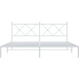 vidaXL Kovinski posteljni okvir z vzglavjem bel 180x200 cm | Shoptok.si