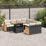 vidaXL 9-dijelni set vrtnih sofa s jastucima crni od poliratana bagrem Cijene