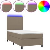  box spring s madracem LED smeđesivi 90x200 cm tkanina | shoptok.hr
